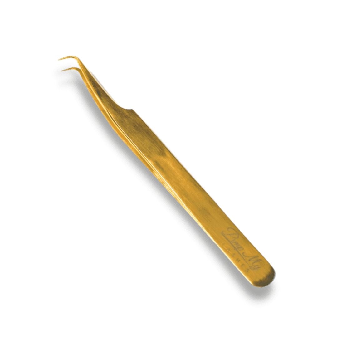 Gold 90 Degree Curved Eyelash Tweezers #4 Pimp My Lashes