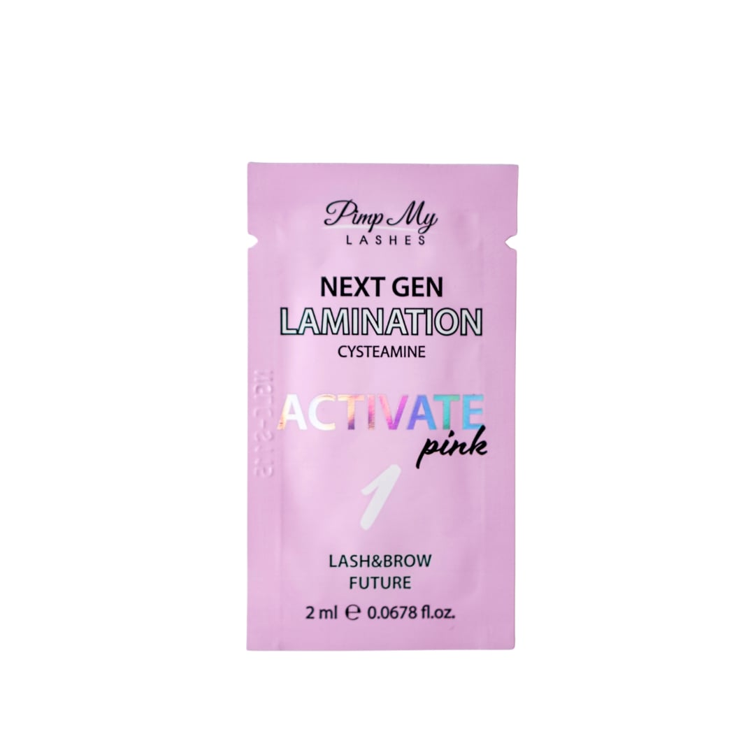 Step 1 Activate CYSTEAMINE PINK Korean Lash and Brow Lamination Lotion NEXT GEN LAMINATION 2 ml Pimp My Lashes