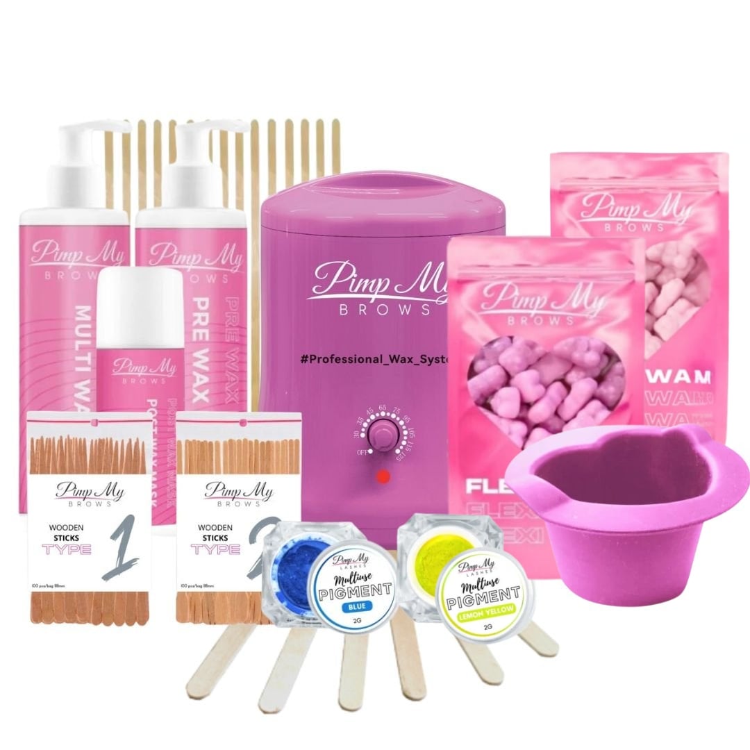 Zestaw do depilacji z różowym podgrzewaczem Pimp My Brows